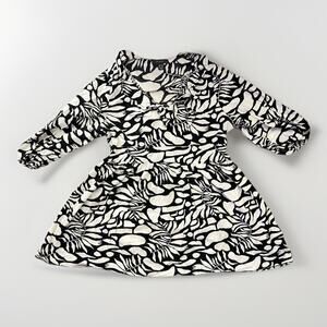 Primark Size 14 Black White Abstract One-Shoulder Long Sleeve Blouse Top Women